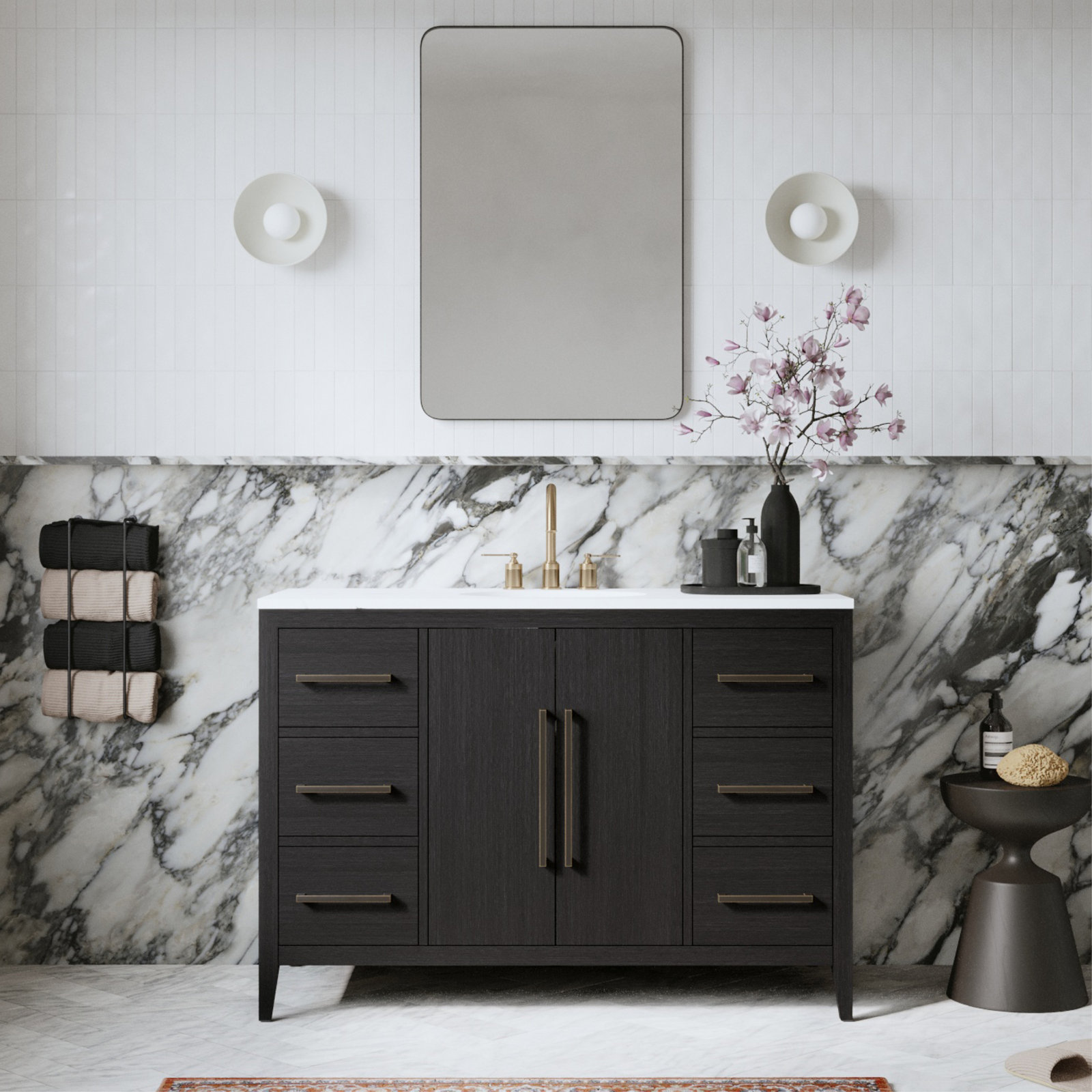 Alsup 48'' Single Bathroom Vanity, Dark Weathered Oak