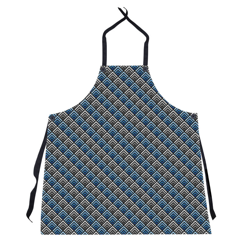 Tablier de motif géométrique classique, Bleu / Gris