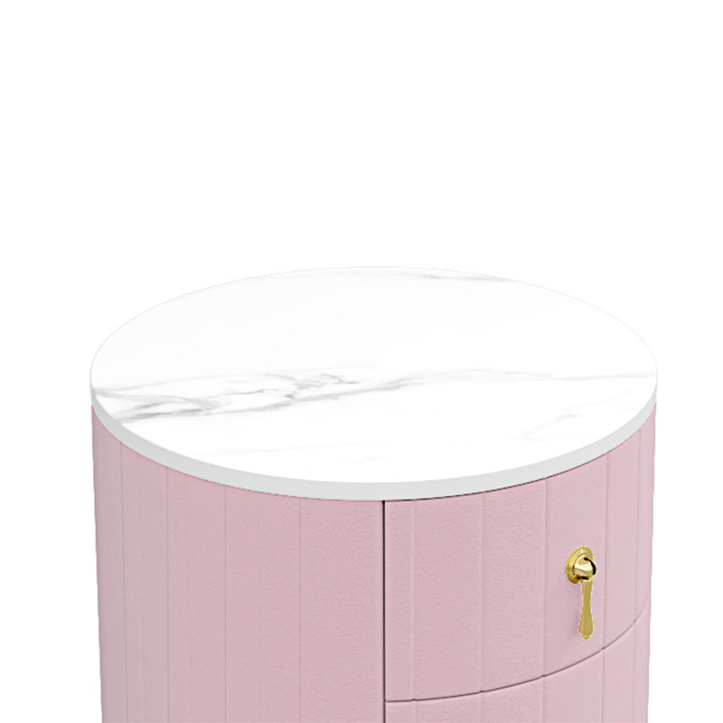 Table de chevet rembourrée avec 2 tiroirs, Rose