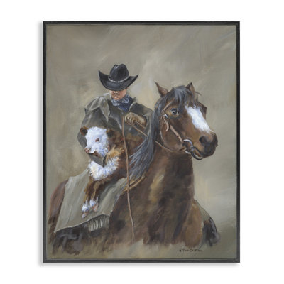 Ranch Cowboy & Western Horse Black Framed Giclee Art by Pam Britton