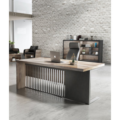 Modern Executive Office Desk, Computer Writing Desk for Home Office, Business Furniture Desk Workstation Stainless Steels Sturdy Frame 1.97IN Thick De