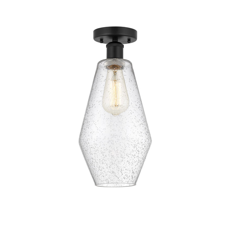 Plafonnier semi-encastré en verre Amylea, Noir mat, Grainé