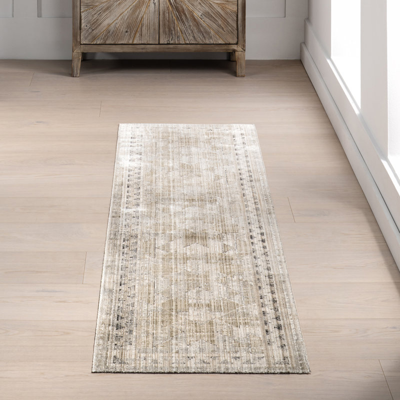 Aine Bordered Machine Washable Indoor/Outdoor Area Rug, Runner 2'8" x 8'