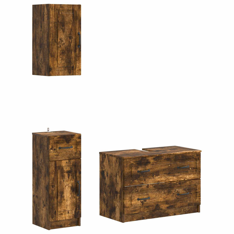 Bathroom Storage Furniture Set, Smoked Oak