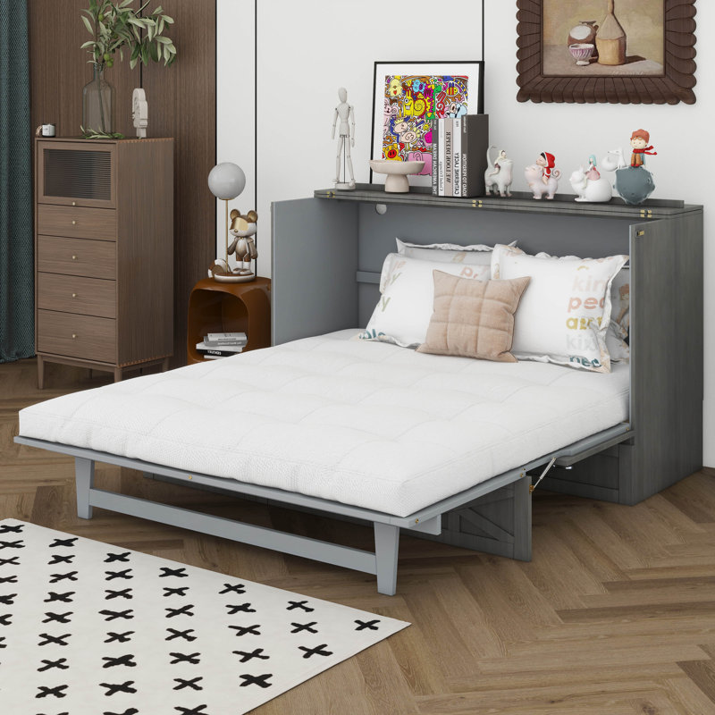 Lit escamotable avec grands tiroirs Murphy, Full, White