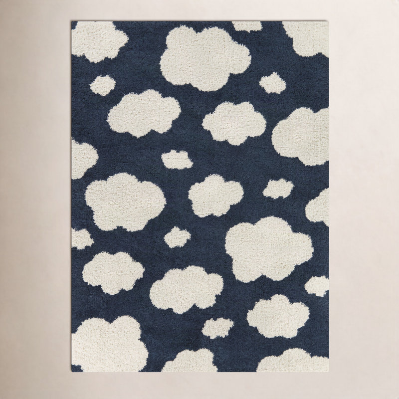 Tapis à poils longs Primland, Marine, Rectangle 3 pi 11 po x 5 pi 7 po