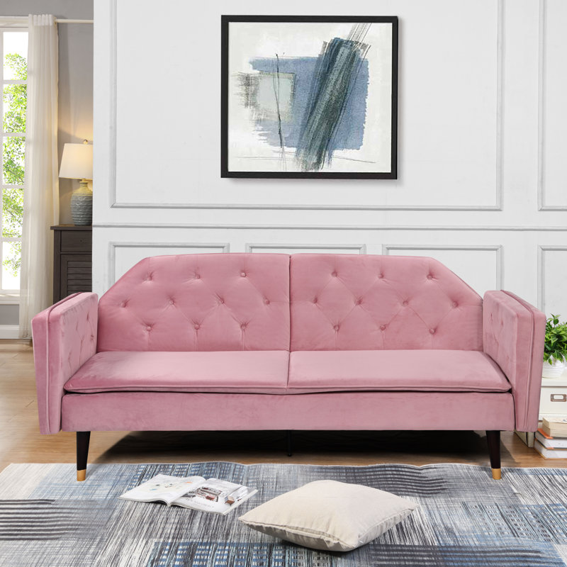 3 Seater Velvet Sofa, Pink