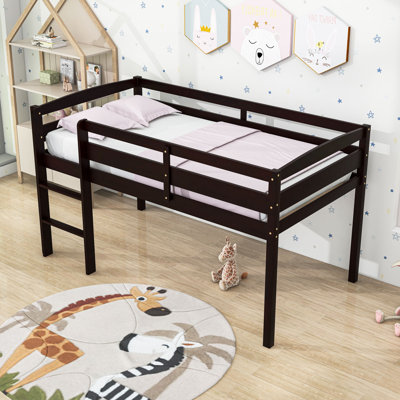 Lit mezzanine simple en bois avec échelle