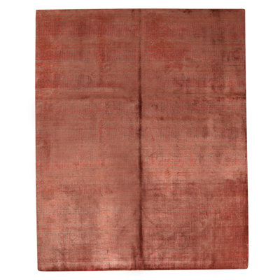 Hand Knotted Area Rug in Rust And Grey