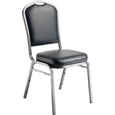 Chaise empilable en vinyle de luxe NPS® 9300 Series, assise bleu nuit / structure argentée