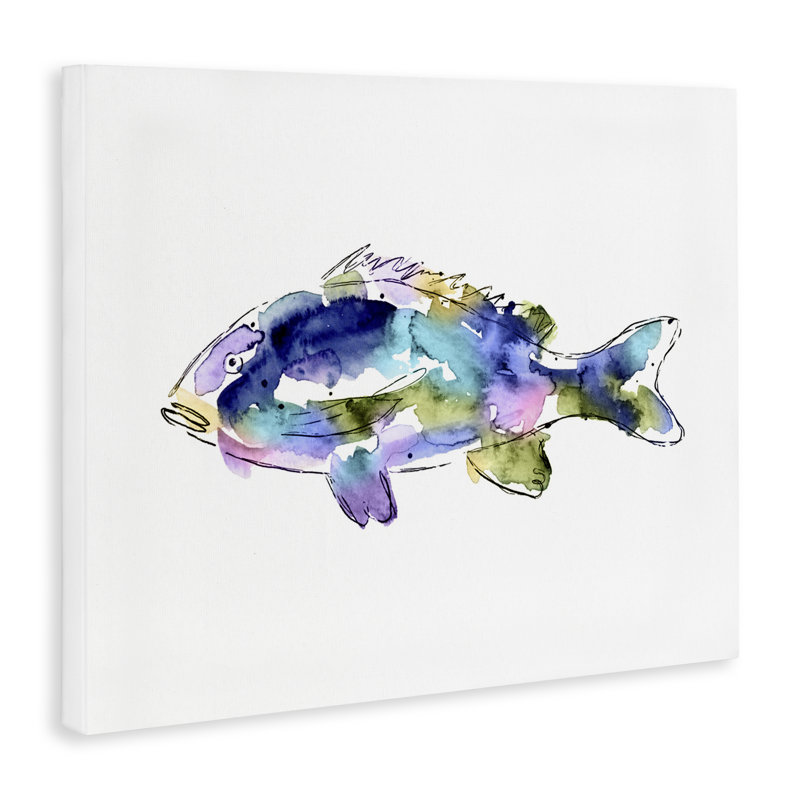 Art mural aquarelle sur toile de poisson par Lisa Nohren, H 16 po x l 20 po