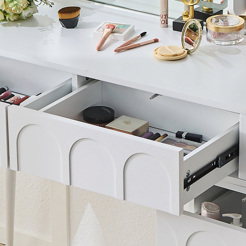 Meuble-lavabo moderne avec miroir et lumières DEL, Blanc