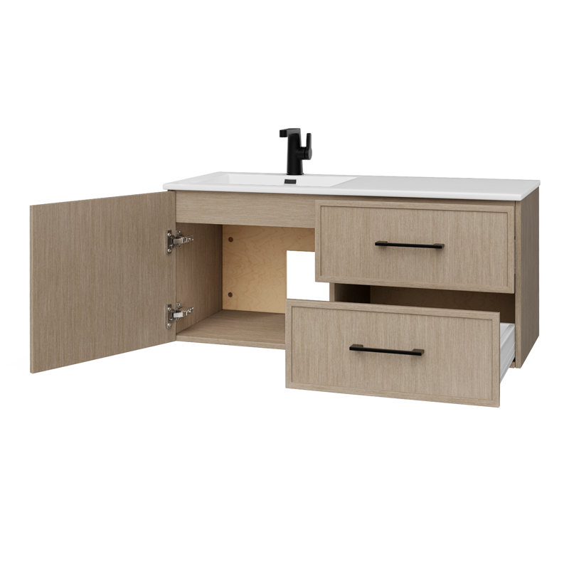 Meuble-lavabo mural simple 42 po avec plateau en marbre de culture et lavabo intégré Razza, Flavie, Noir