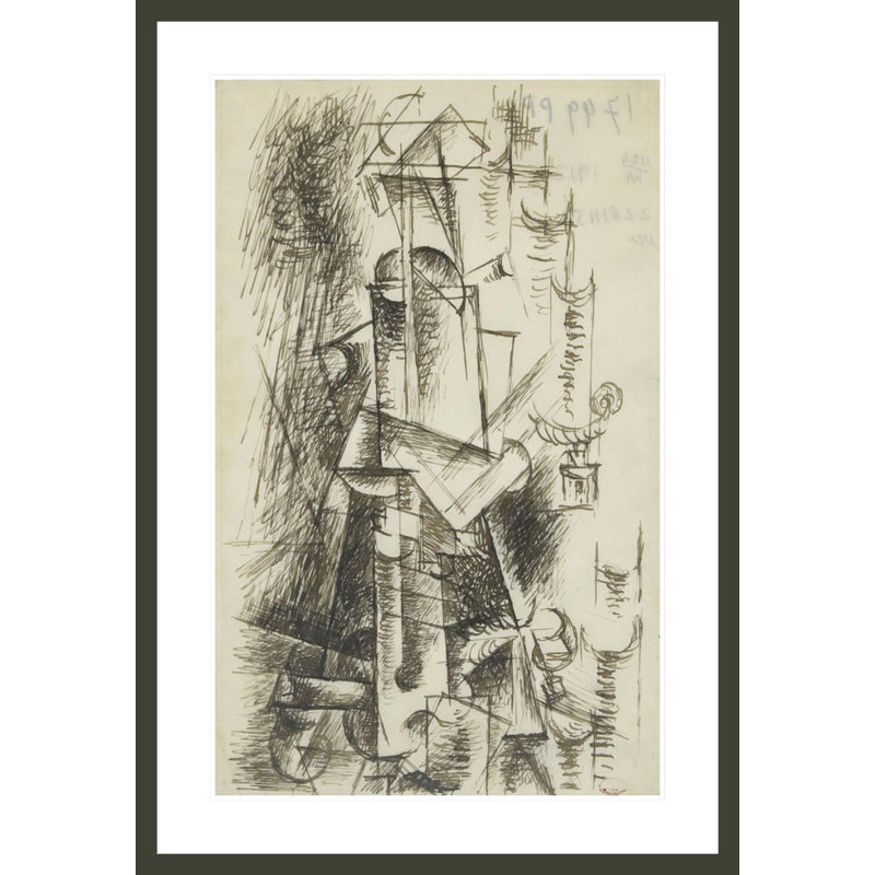 «Musicien assis» par Pablo Picasso, impression giclée sur cadre, H 41,5 po x l 28,63 po