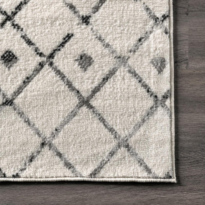 Connie Geometric Moroccan Power Loom Performance Gray Rug, Rectangle 8' x 10'