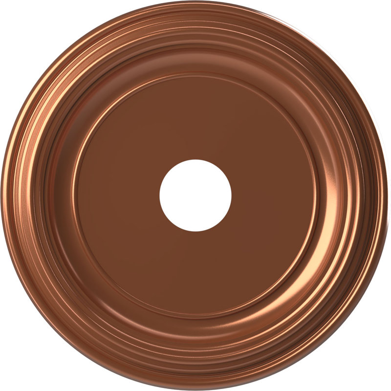 Traditional Traditional Thermoformed PVC Ceiling Medallion, 13" H x 13" W x 1.25" D, Bright Coat Copper