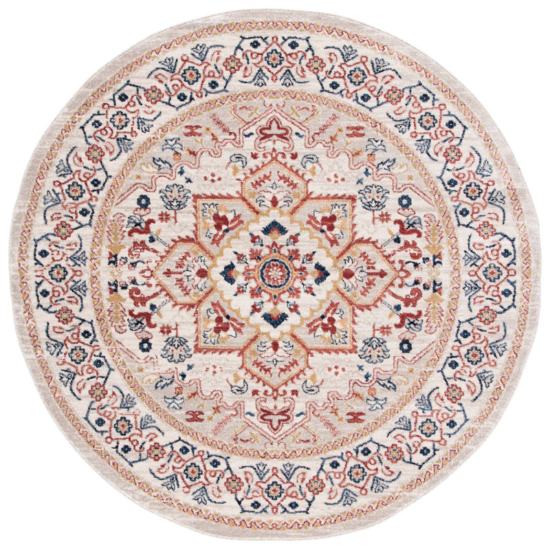 Tapis beige/ivoire oriental Casetta, Rond 6 pi 7 po