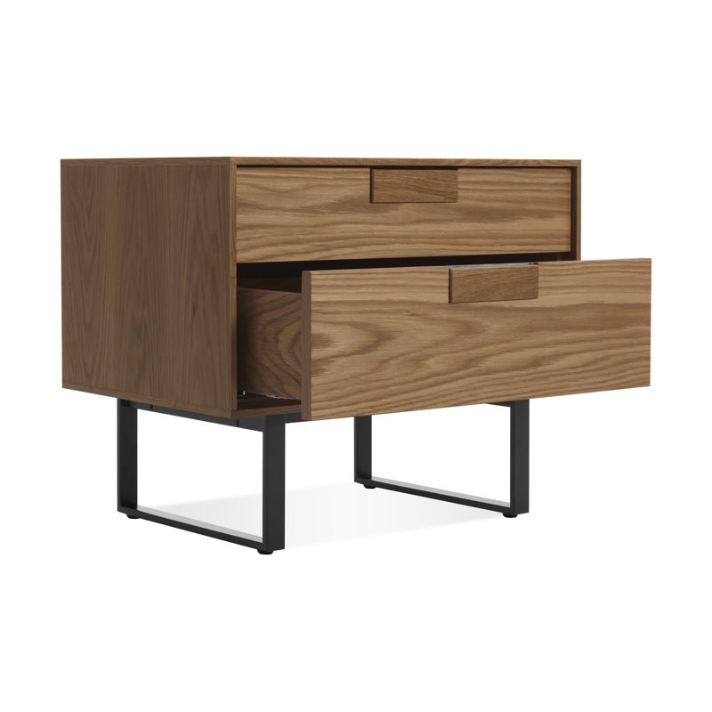 Series 11 2 - Drawer Nightstand, Black/Walnut