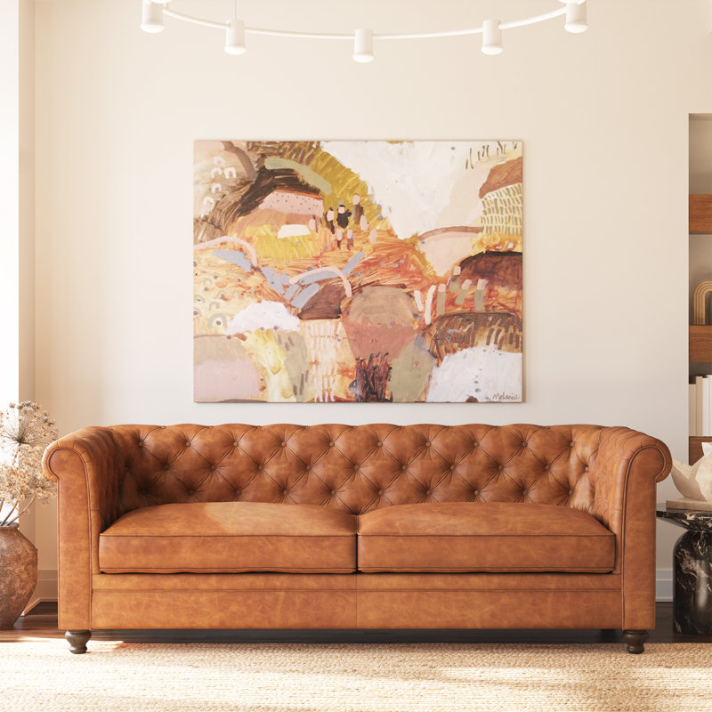 Lyon 87.4" Full-Grain Genuine Italian Leather Sofa, Cognac Tan