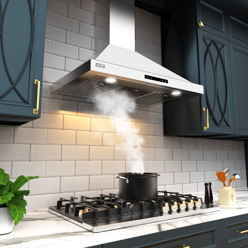30" Stainless Steel Wall Mount Range Hood with Touch Controls
