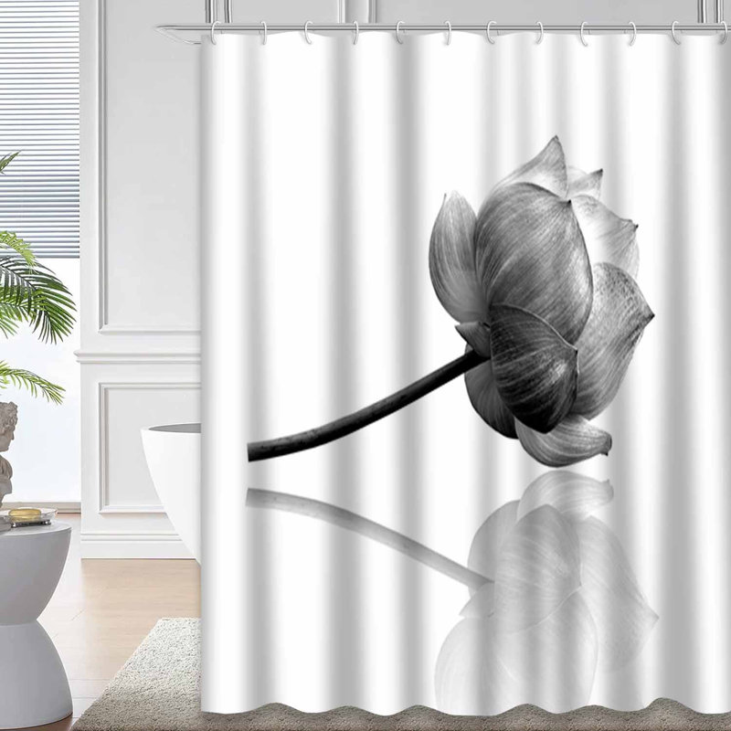 Rideau de douche lotus avec 12 crochets, 72" L x 84" W
