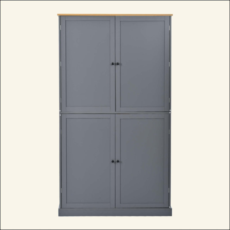 Grande armoire de rangement autoportante avec 2 tiroirs, 2 tablettes réglables, 8 tablettes de porte pour la cuisine, la salle à manger