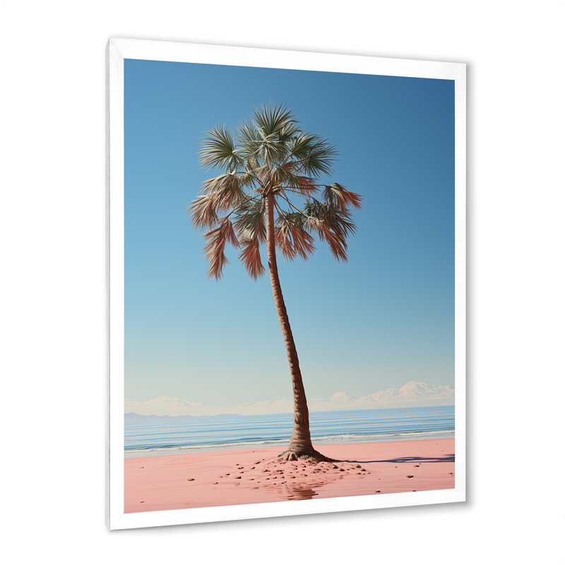 Sea Breeze, prunier rose et bleu sur toile, H 32 po x l 16 po x P 1 po, Cadre photo blanc