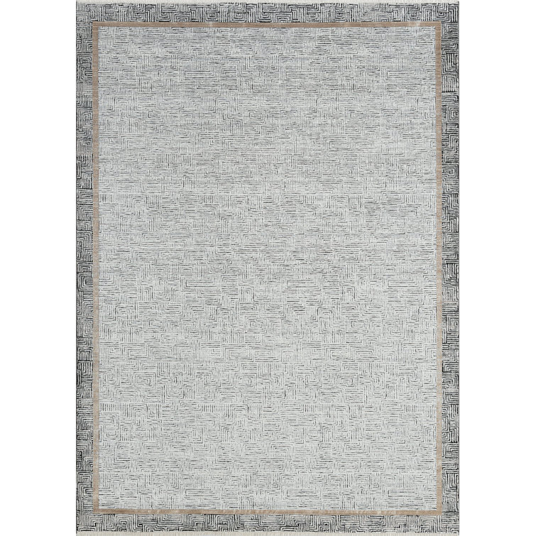 Alegre Bordered Power Loomed Tan Indoor/Outdoor Rug Gracie Oaks Rug Size: Rectangle 6'7 x 9