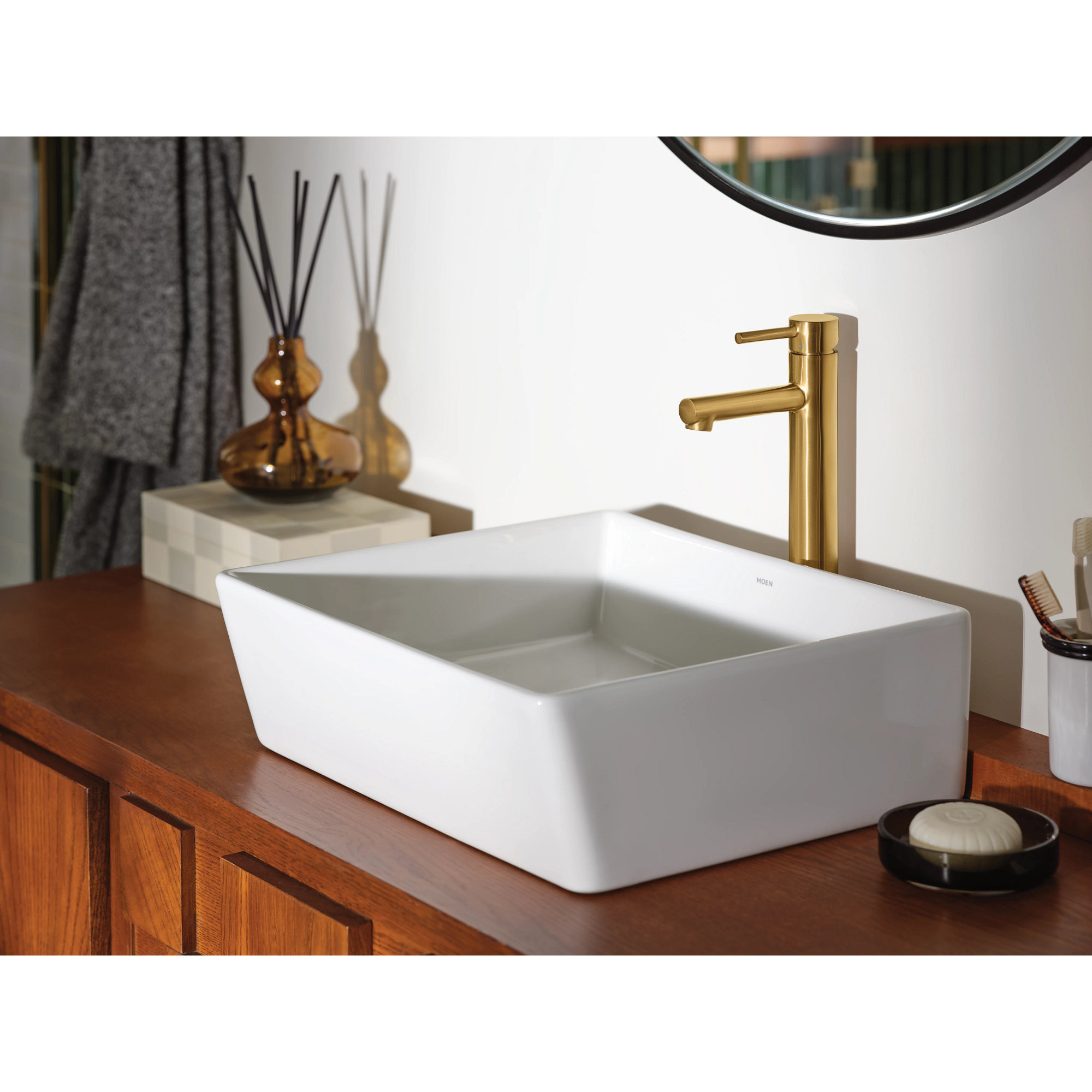 Align Single Hole Bathroom Faucet, Brushed Gold