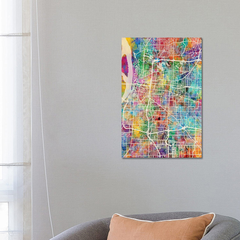 Memphis Tennessee City Map I by Michael Tompsett - Wrapped Canvas Gallery-Wrapped Canvas Giclée