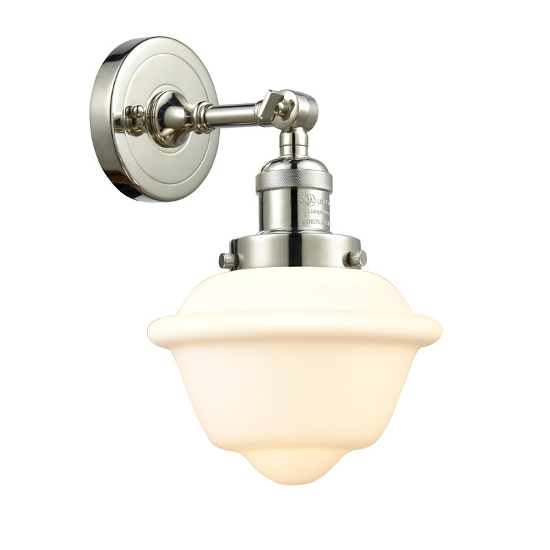 Applique murale de salle de bain 1 lumière à intensité variable Gaspard, Boîtier blanc mat, Nickel poli