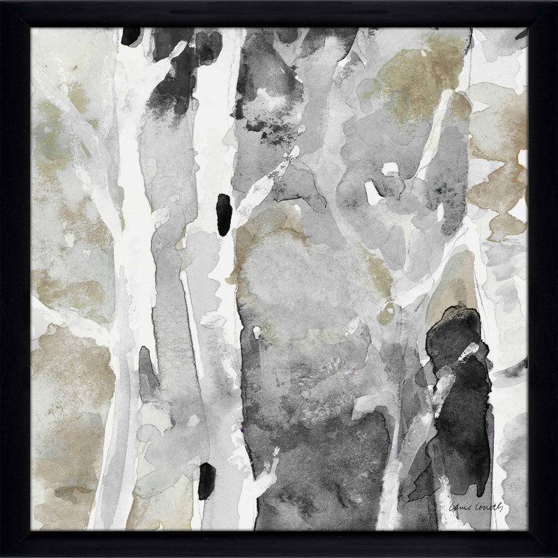 «Evening Forest I», reproduction de peinture à l'aquarelle, H 39,5 po x l 39,5 po x P 2 po, Cadre flottant noir