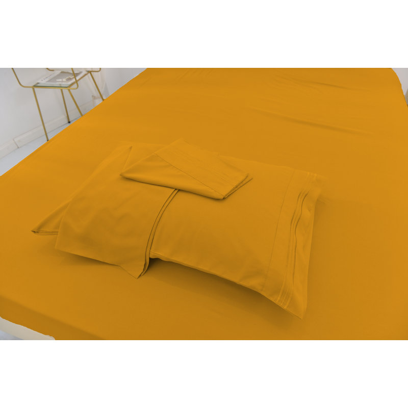 Ensemble de literie en rayonne de bambou, Ensemble de draps pour lit simple avec un drap-hou, Doré