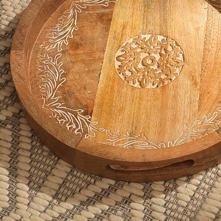 Plateau de service en bois | Plateau décoratif décoratif 18 x 18 x 2 po