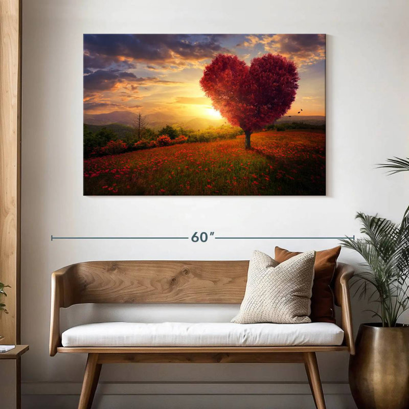 Harnek Heart Shaped Red Tree, 32" H x 48" W