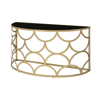 Eckel Contemporary Console Table with Half-Moon Style in Gold and Black
