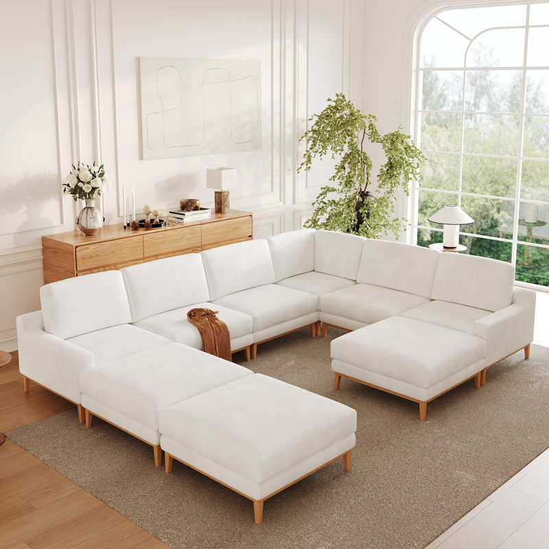 Canapé modulaire rembourré Bourbeau, White Polyester