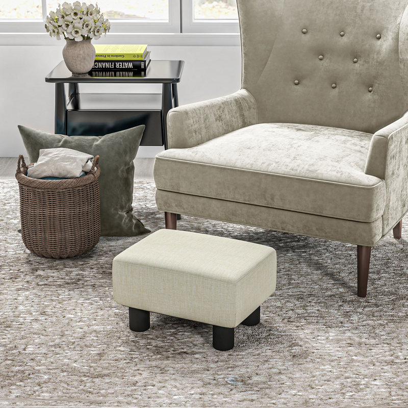 Heskett Upholstered Ottoman,wood, Blue, Polyester