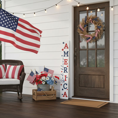 God Bless America White Porch leaner, 59" x 7.25"