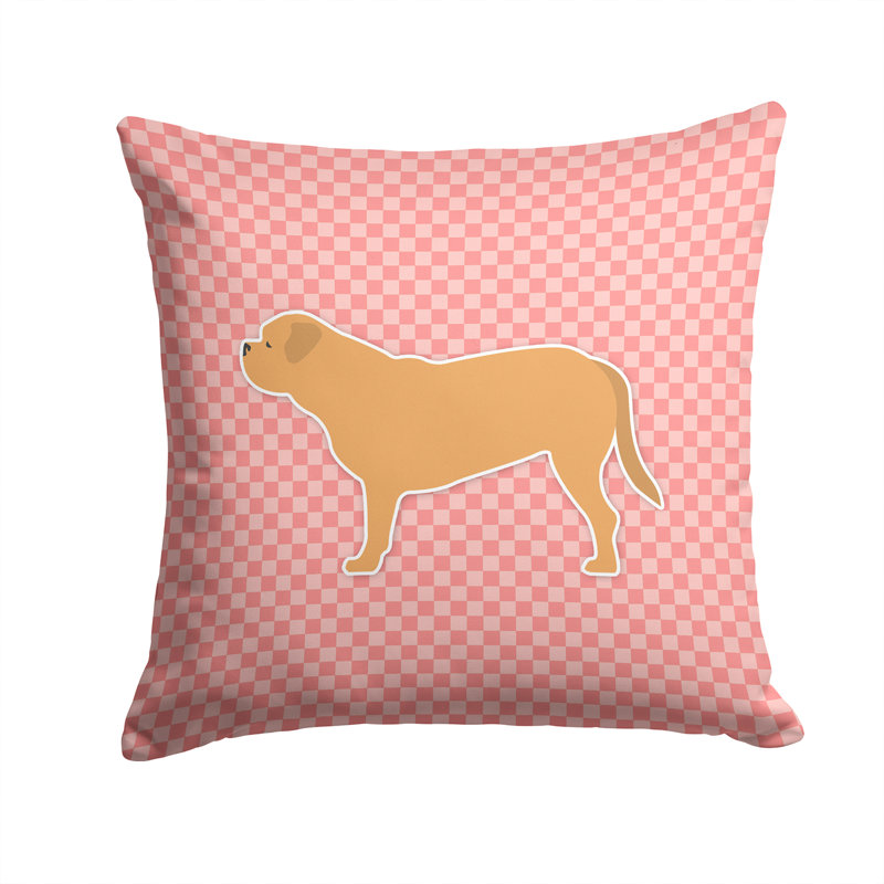 Coussin décoratif intérieur/extérieur carré dogue de bordeaux, H 14 po x l 14 po x P 3 po, Rose