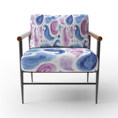 Modern Accent Chair - Serene Paisley Blue Arm Chair
