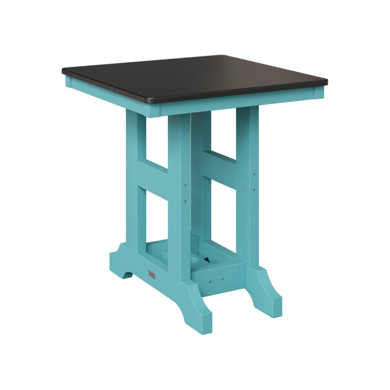 Table de bar carrée 28 po Berlin Gardens Garden Classic, H 39,5 po x l 28 po x P 28 po, Bleu Aruba, Noir martelé
