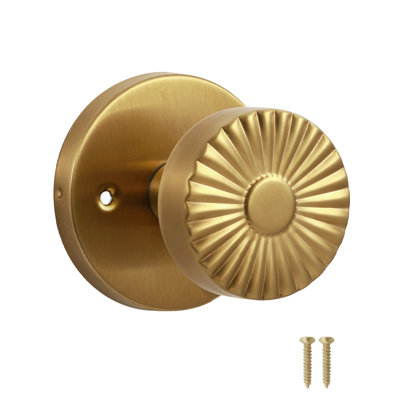 MRML Brushed Gold Dummy Door Knob, Non-Turning Single Sided Handle, Interior Hall Closet Pantry Decorative Gold Door Knob, Stainless Steel Knob