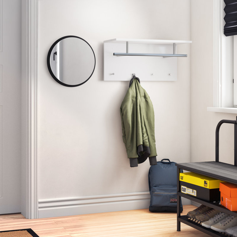 Wall 4 - Hook Wall Mounted Coat Rack, White