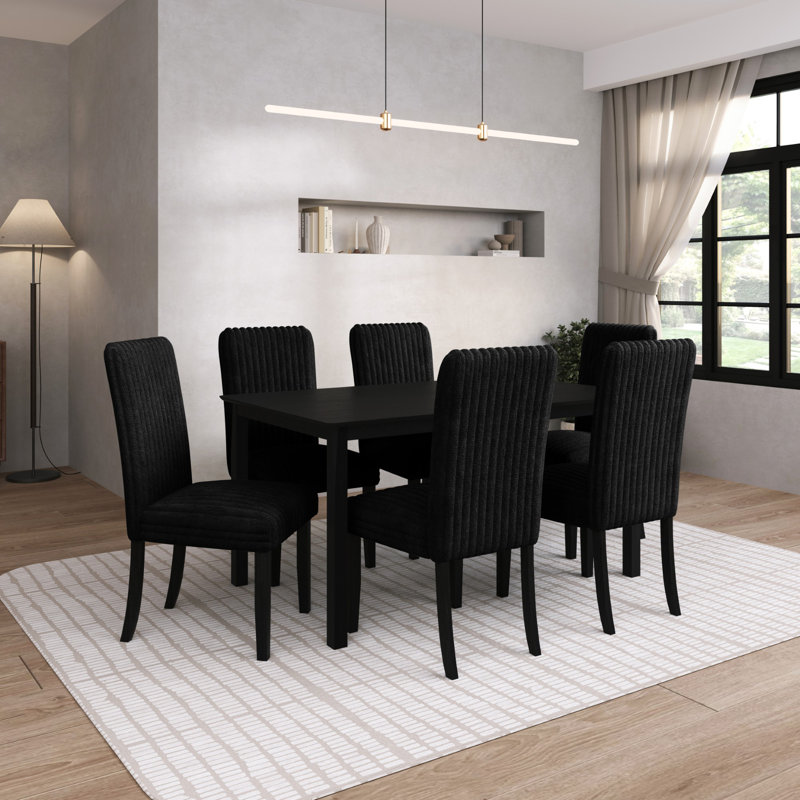 Georgina 7-Piece Dining Set, Black