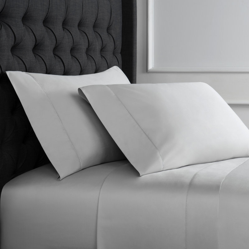 Ensemble de draps en satin 800 fils, Simple, Gris clair