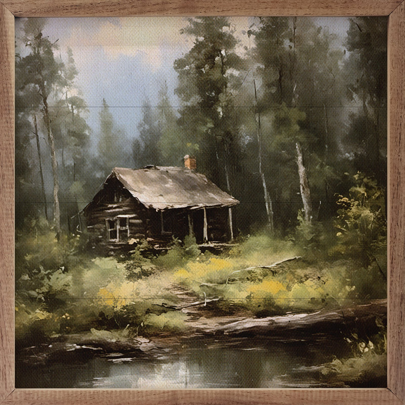 Cabane près de l'étang, H 24 po x l 24 po