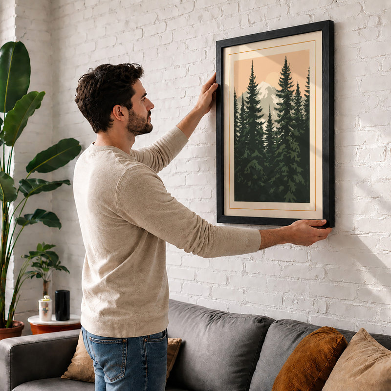 Quiet Northern Forest Scandinavian - Print, A2 - 59.4 x 42.0 cm, White