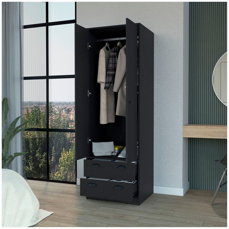 Armoire 2 tiroirs 2 tiroirs Westminster, H 70,47 po x l 23,3 po x P 19,68 po, Noir