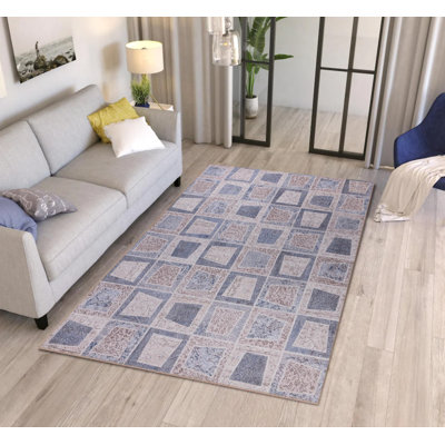 Tapis décoratif gris en patchwork gris